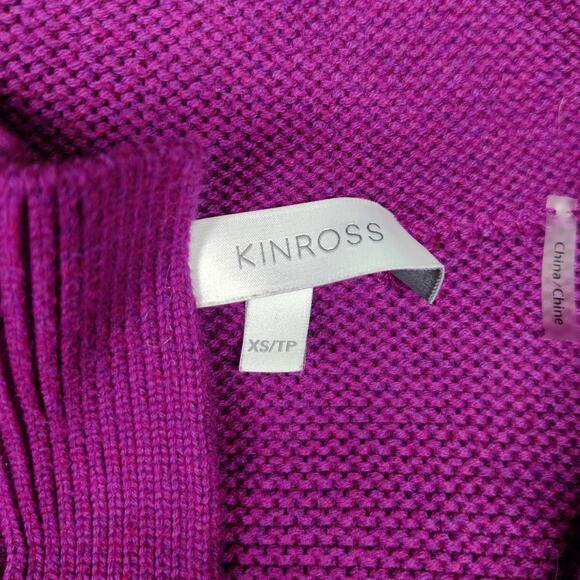 Kinross Garter Stitch Cotton Boxy Fisherman Cardigan Black Cherry XS Heritage - Picture 7 of 10